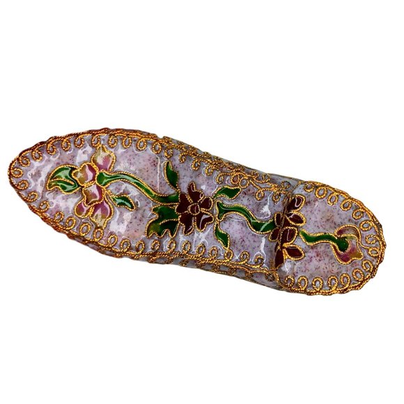 Enameled Cloisonne Style Vintage Shoe Ornament Purple - Picture 3 of 12
